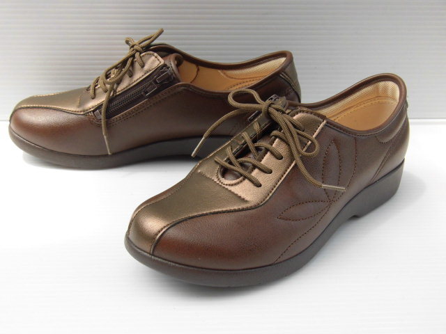 即決 24.0 アサヒ 快歩主義 L135 茶 ファスナー付き 日本製 幅広 EEE 婦人 レディース ウォーキングシューズ 旅行 母の日 敬老の日拍卖