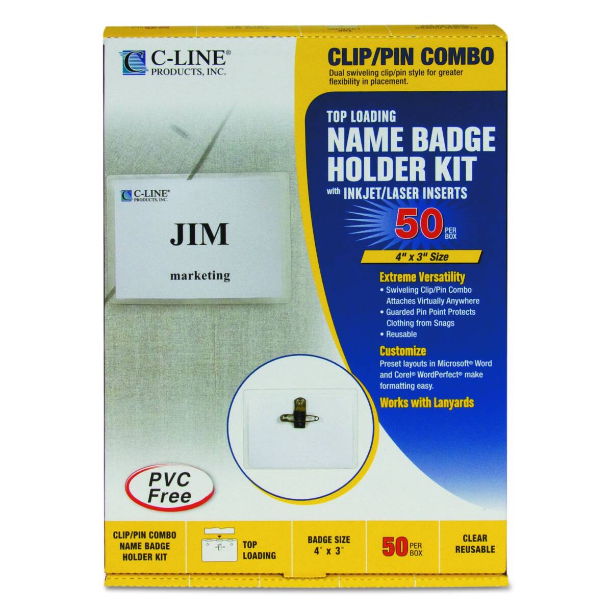 【中古】Badge Holder Kits, Top Load, 3 x 4, White, Combo Clip/Pin, 50/Box拍卖