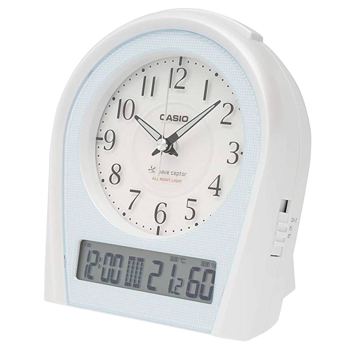 【中古】CASIO カシオ 置時計 電波時計 夜見えライト付き パールシルバー TTM-160NJ-8JF拍卖