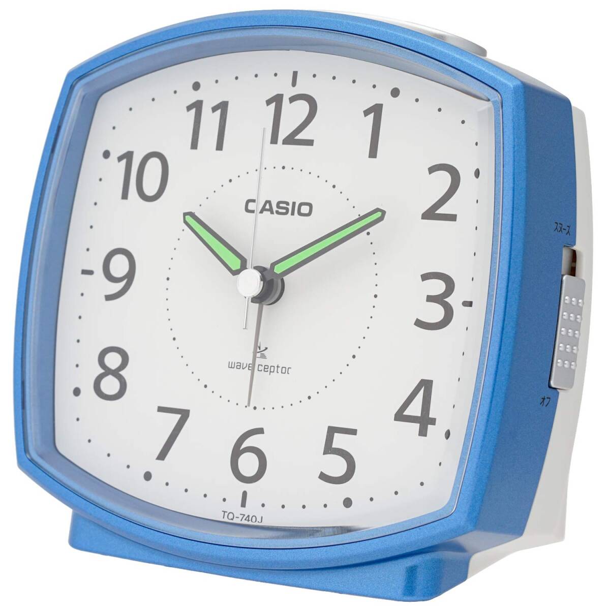 【中古】CASIO(カシオ) 目覚まし時計 電波 ブルー アナログ ライト 付き TQ-740J-2JF 11.8×12.6×7.6cm拍卖