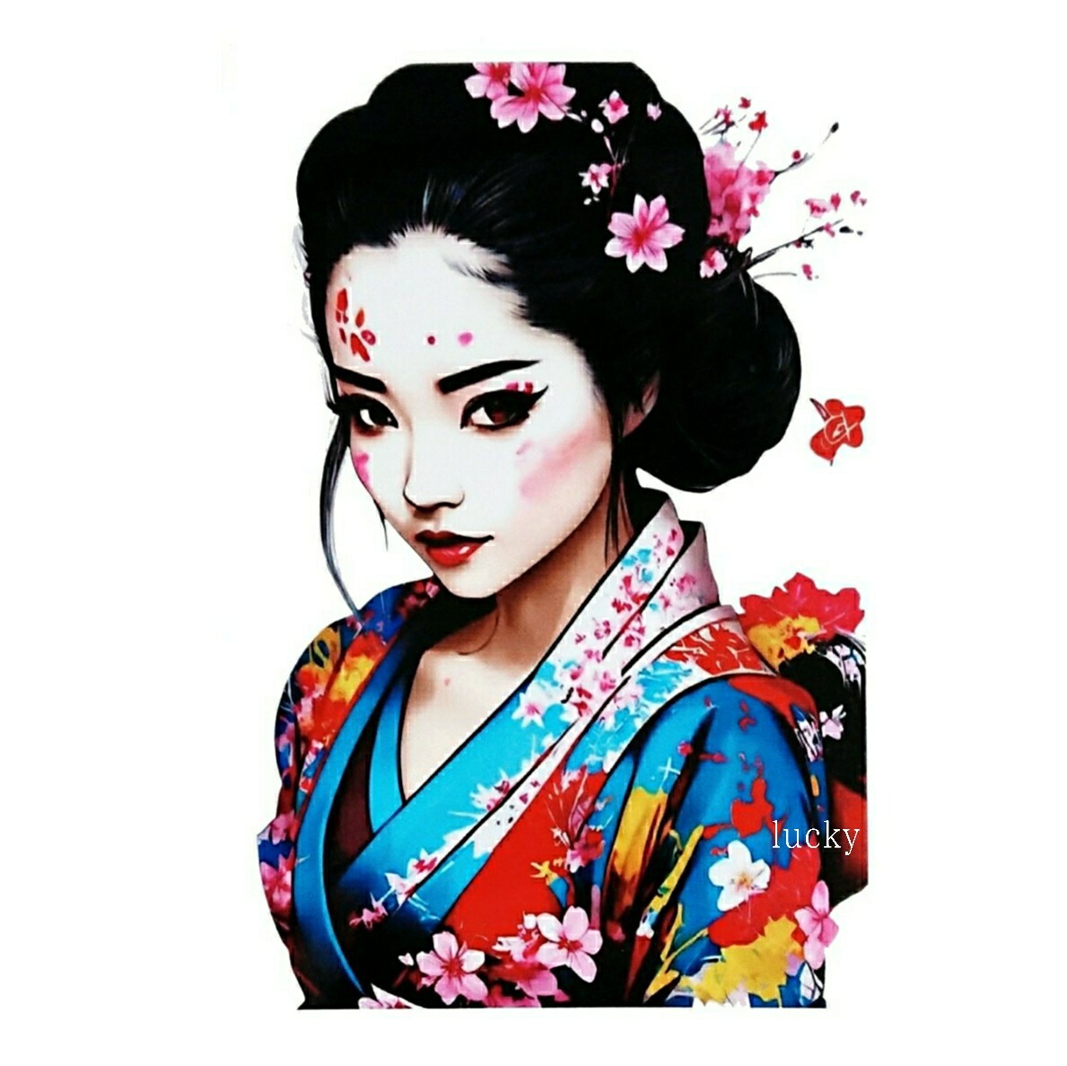 転写 ステッカー 車 カッティングステッカー シール シート デカール 日本 和風 花魁 芸者 着物 簪 桜 花 ガール バイク 装飾 luk409拍卖