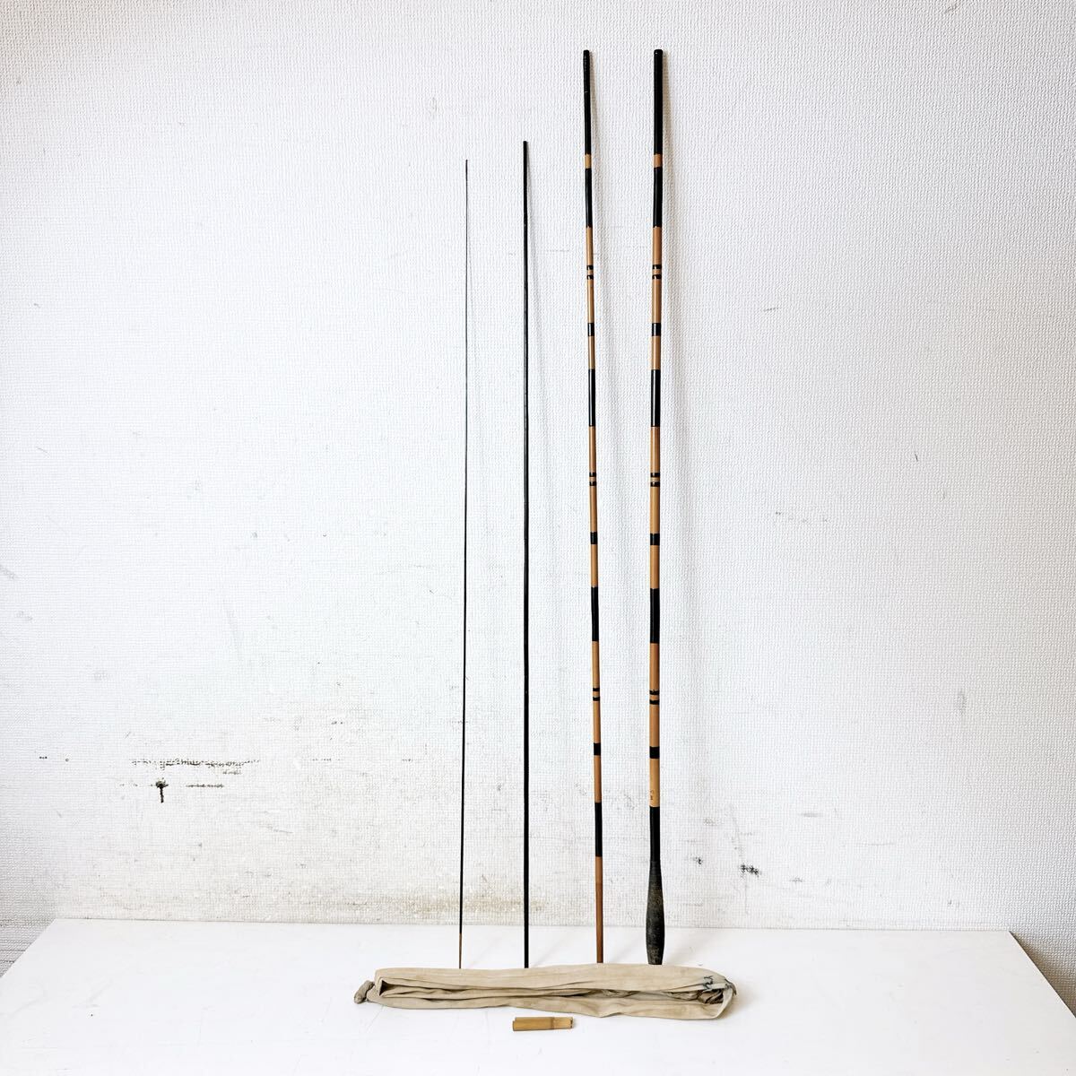 222*中古 水里 12尺 和竿 ヘラブナ竿 ヘラ竿 4本継 フィッシング 釣り竿 釣竿 袋付き 現状品* 釣り竿拍卖