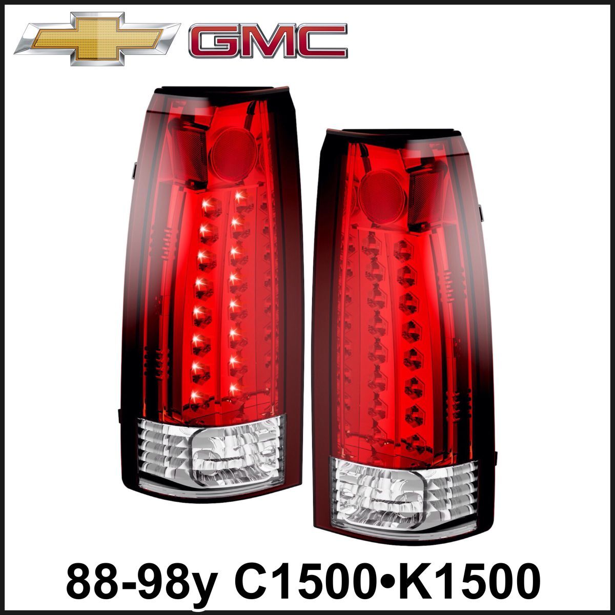 税込 LED クリスタル テールライト テールランプ テールレンズ レッド クリア 88-98y C1500 K1500 トラック ピックアップ拍卖