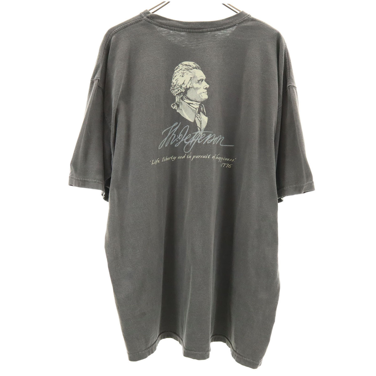 CONFORT COLORS コンフォートカラーズ 第3代アメリカ合衆国大統領 トーマス ジェファーソン 半袖 Tシャツ XL チャコールグレー メンズ拍卖