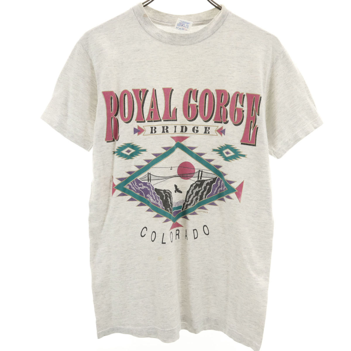 JERZEES ジャージーズ 90s USA製 オールド ROYAL GORGE 半袖 Tシャツ S グレー メンズ拍卖