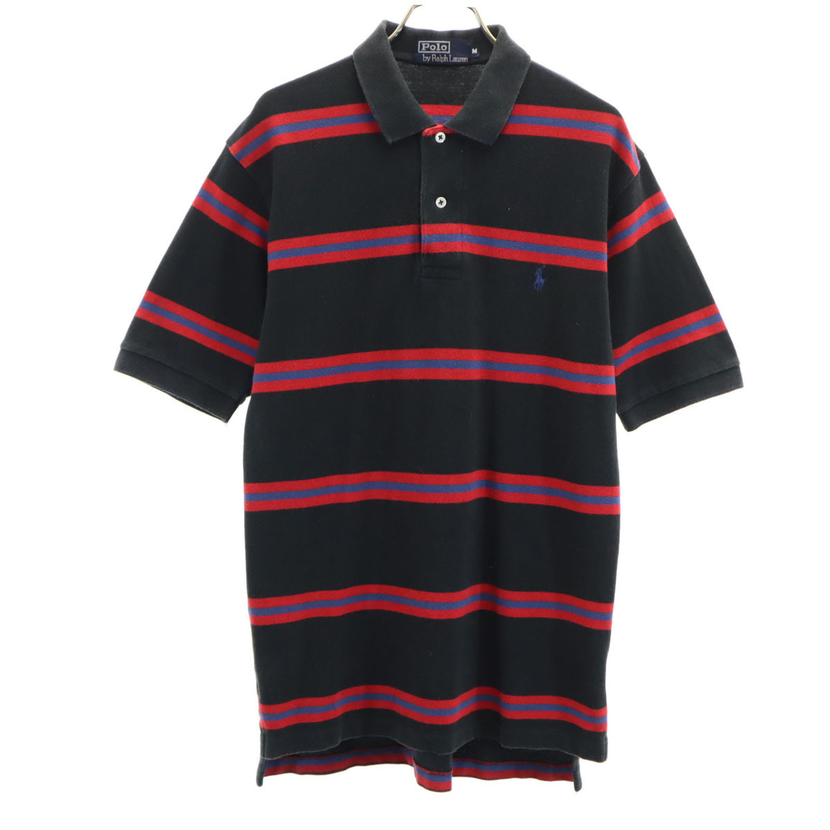 Polo by Ralph Lauren ポロバイラルフローレン ボーダー柄 半袖 ポロシャツ M ブラック メンズ拍卖