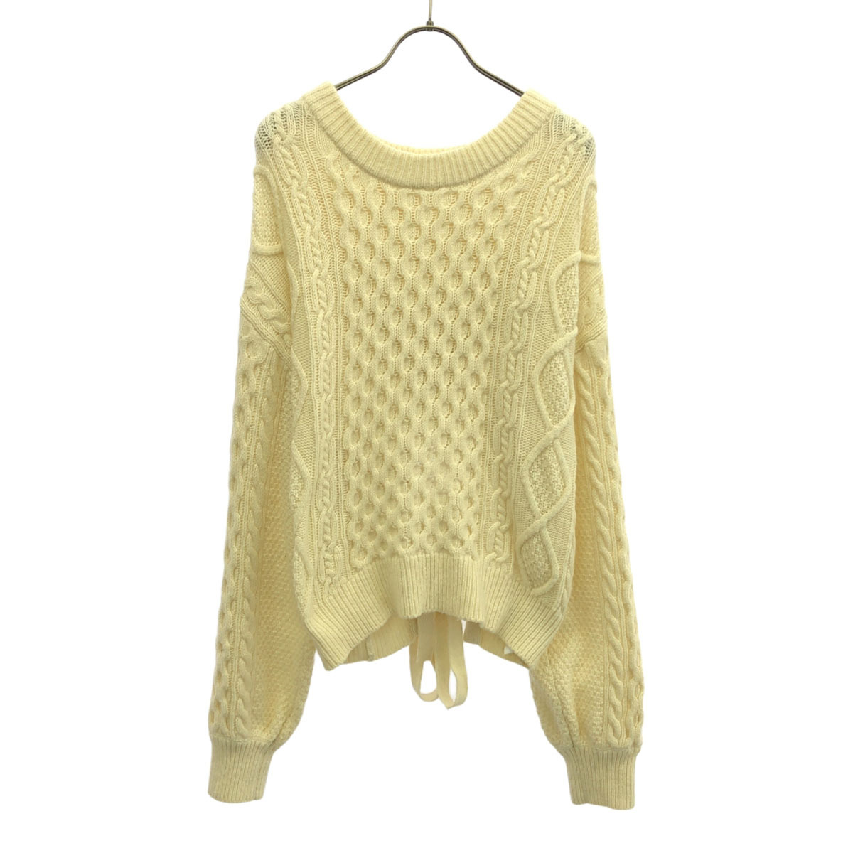 SNIDEL スナイデル 長袖 ケーブルデザイン ニット F アイボリー バッククロスリボン SWNT194061 レディース拍卖