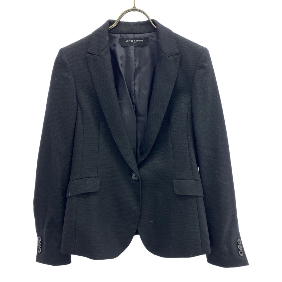 UNITED ARROWS TOKYO ユナイテッドアローズトウキョウ 日本製 ウールブレンド テーラードジャケット 38 ブラック レディース拍卖