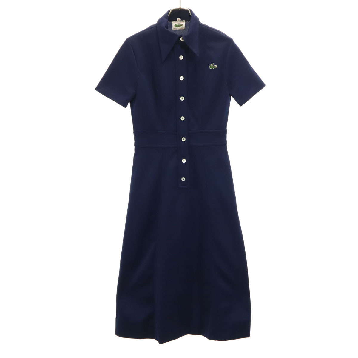 CHEMISE LACOSTE シュミーズラコステ 80s フランス製 半袖 ポロ ワンピース 40 ネイビー レディース拍卖