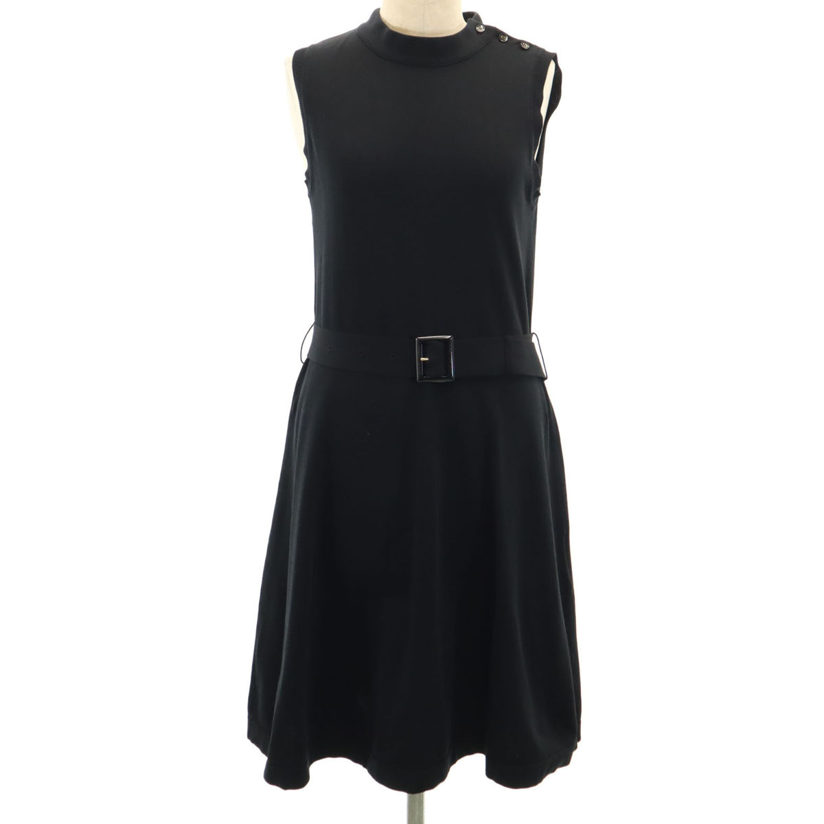 BLUE LABEL CRESTBRIDGE ブルーレーベルクレストブリッジ ノースリーブ ニット ワンピース 38 ブラック レディース拍卖