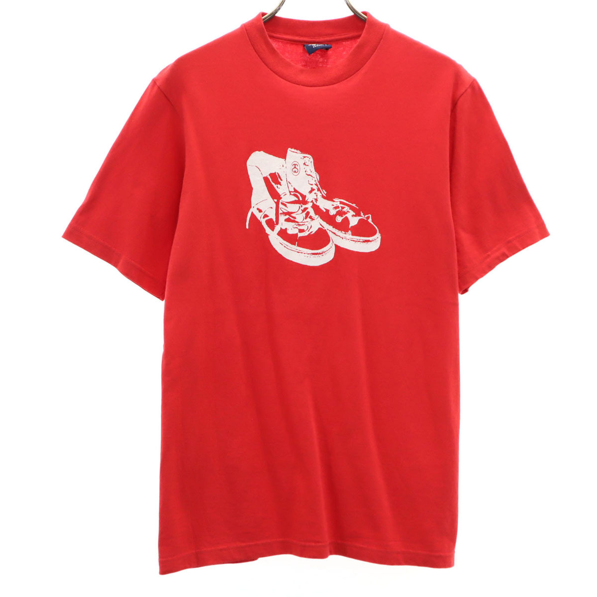 STUSSY ステューシー 90s 00s オールド 紺タグ スニーカー プリント 半袖 Tシャツ S レッド メンズ拍卖