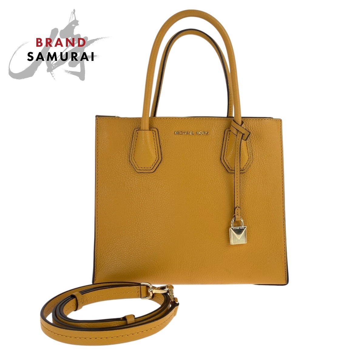 美品 Michael Kors マイケルコース イエロー ゴールド金具 レザー トートバッグ ショルダーバッグ 2way レディース 504799拍卖