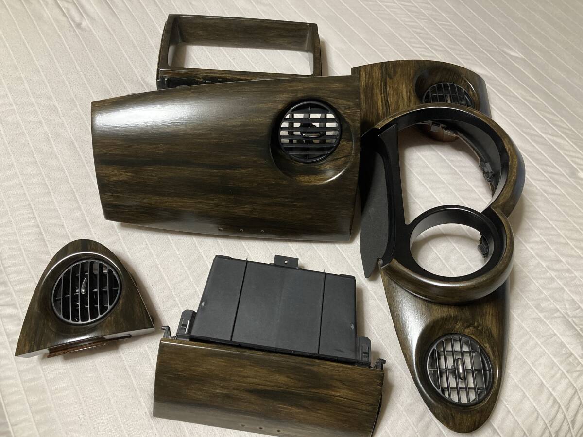 1点もの!木目調!L650S ミラジーノ用 メーターパネル オーディオパネル エアコンパネル 小物入れ セット ウッド調拍卖