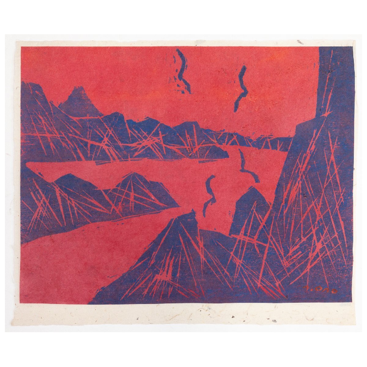 【SHIN】小野忠重 「うみどり」 木版画 ed.11/20 1964年作 裏書・直筆サイン入り シート 真作保証 Tadashige ONO拍卖