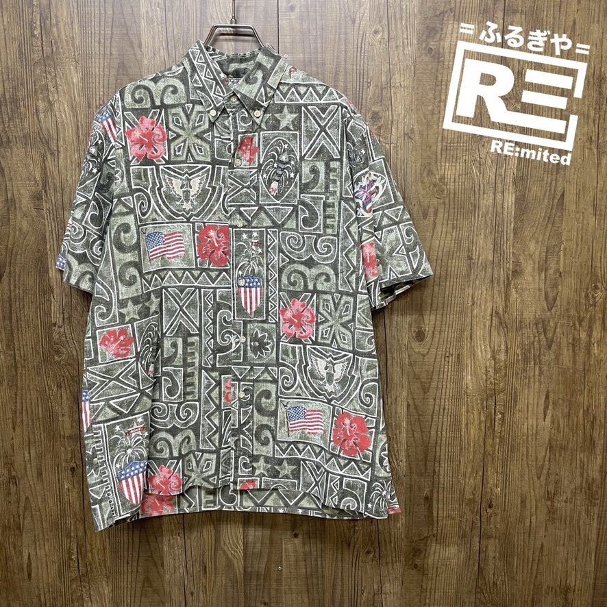 M reynspooner レインスプーナ 総柄アロハシャツ リバースプリント ヴィンテージ 5089拍卖