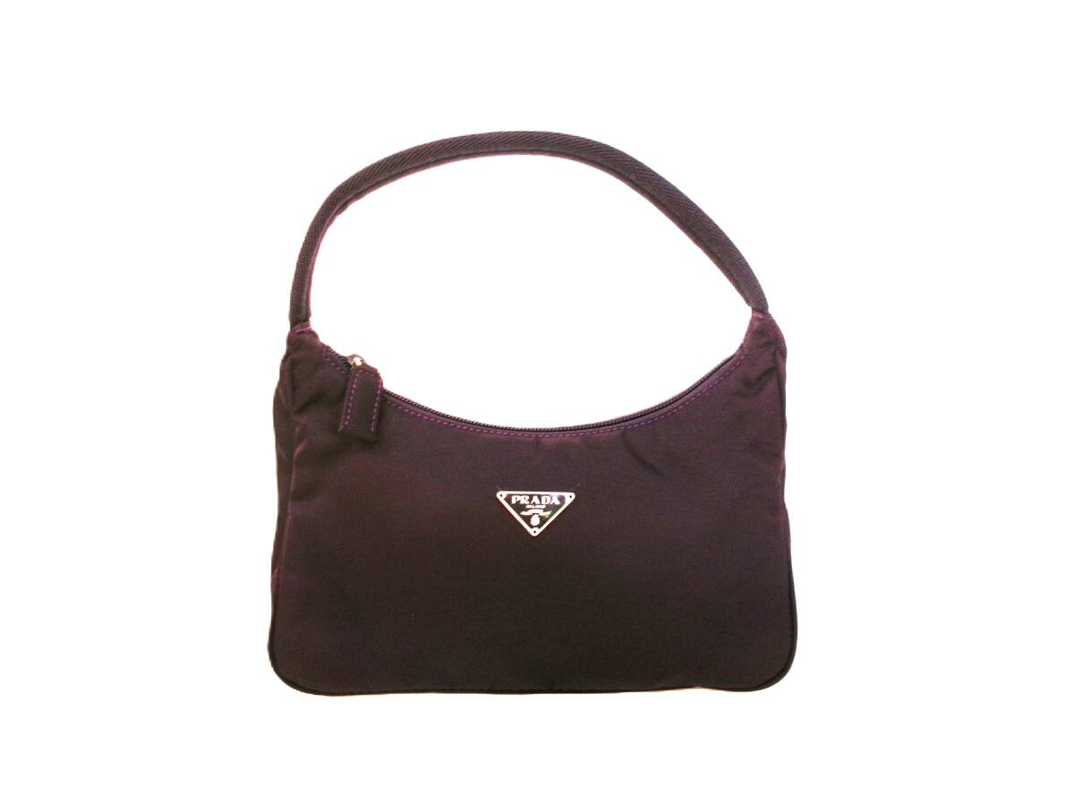 本物税込プラダ ナイロン アクセサリーポーチ【PRADA】ミニハンドバッグ★パープル 拍卖