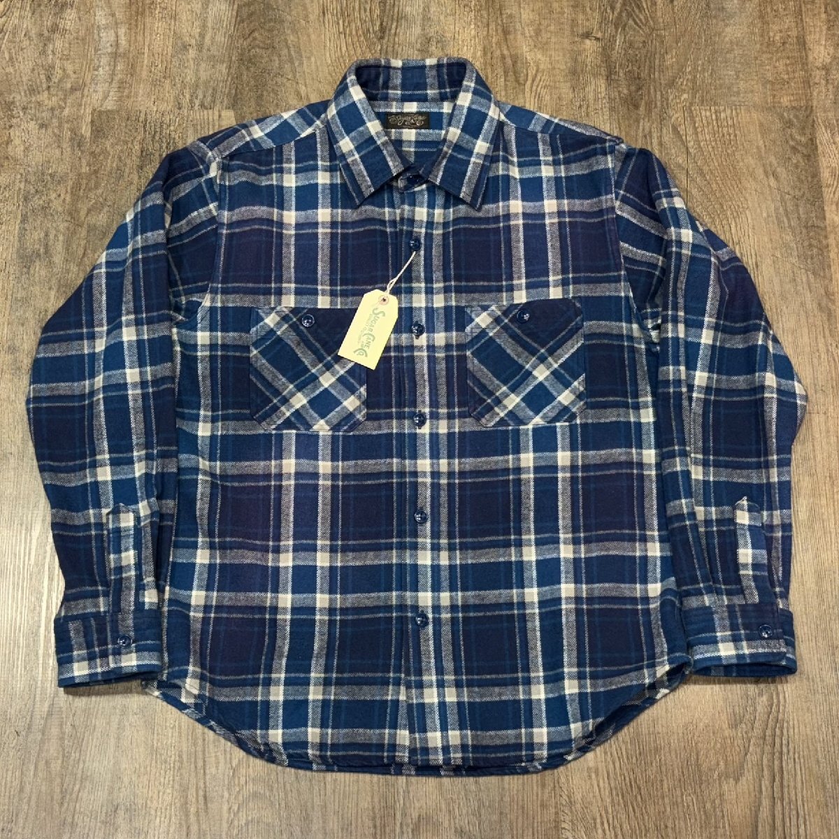 シュガーケーン ヘヴィフランネル チェック ワークシャツ アメカジ ネルシャツSC28761 125)ブルー S トップス拍卖