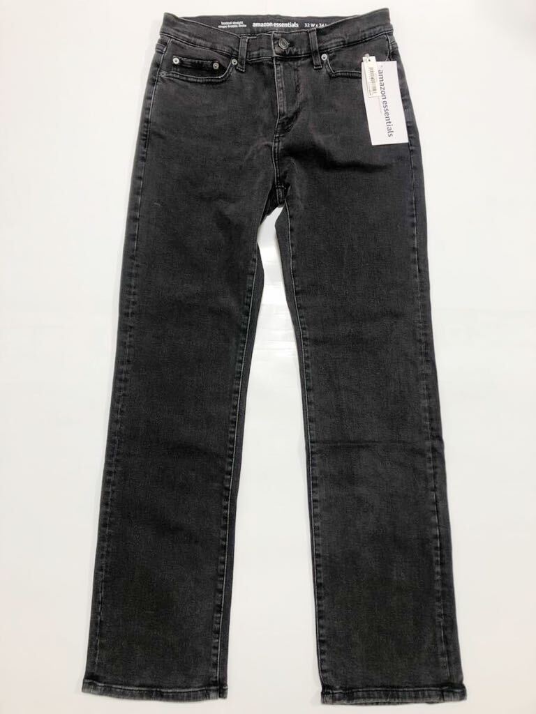 未使用 タグ付 amazon essentials ブラック デニム 32W × 34L ジーンズ Gパン パンツ アマゾン プライベートブランド PB デニム 送料無料拍卖