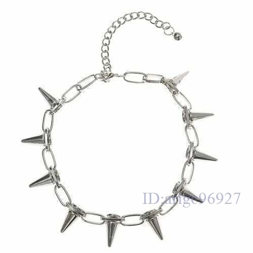 F735★ゲトゲ スタッズ ネックレス チェーンタイプ シルバーカラー メンズ レディース パンク ロック V系 ヴィジュアル系拍卖