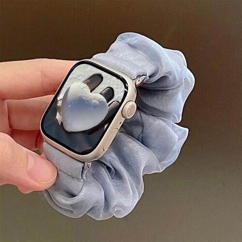 Apple Watch バンド シュシュ シアー フリル 韓国 おしゃれ 可愛い ブルー 38mm 40mm 41mm S-10 42mm NE0037拍卖