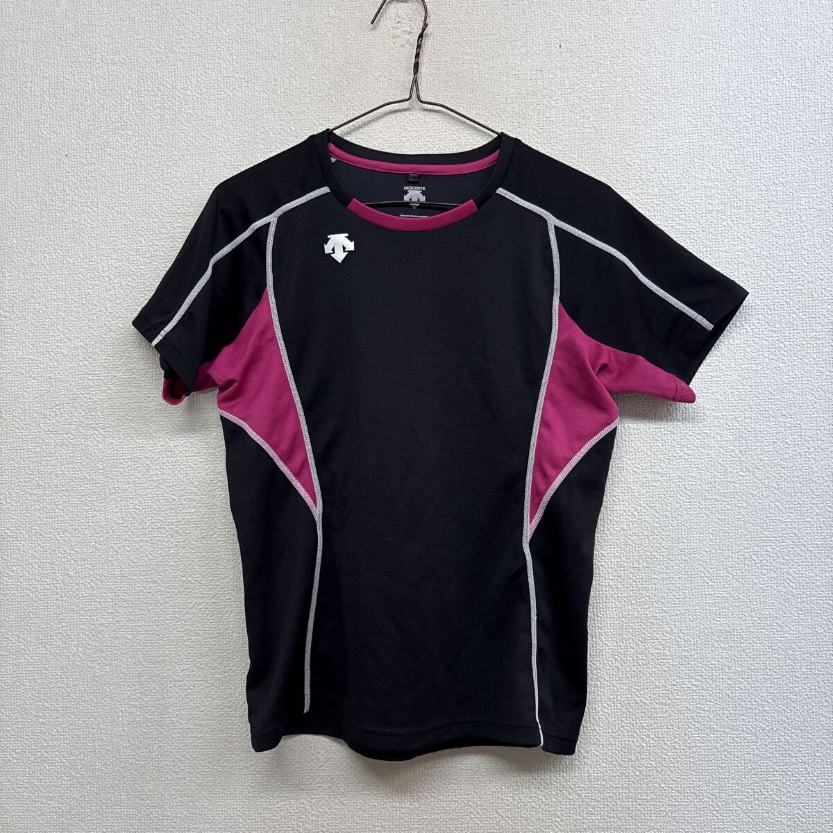 4.DESCENTE デサント 半袖Tシャツ スポーツウェア ブラック レディースL拍卖