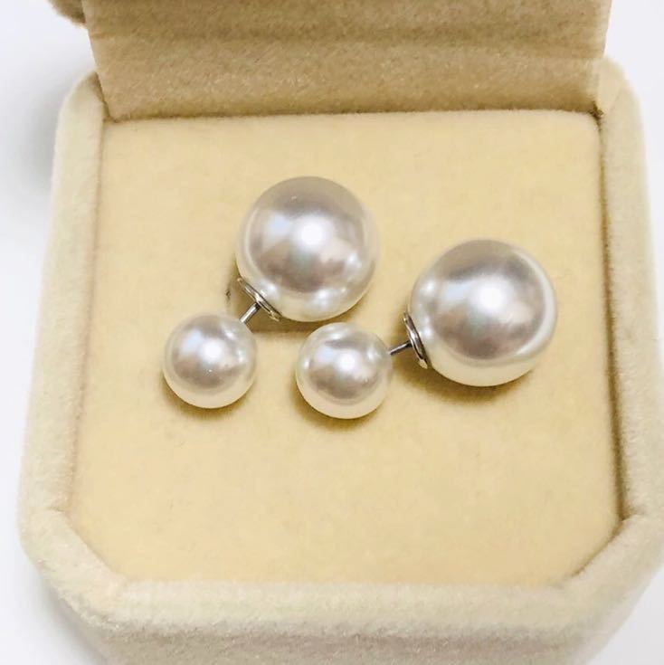 新品 316l サージカルステンレス 3way ダブル パールピアス アレルギー ステンレス シンプル 可愛い 上品 真珠 高品質 送料無料拍卖