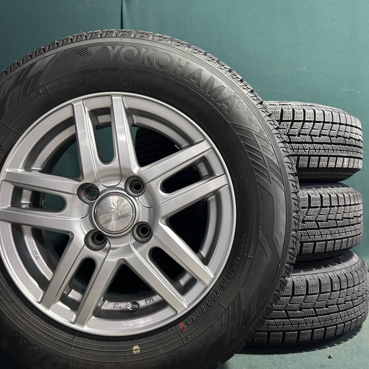 バリ溝★ 2021年製★ 155/80R13 ヨコハマ ICE GURAD 60 4本セット 5J +38 ヴィッツ パッソ プラッツ ロゴ ブーン カローラⅡ 拍卖