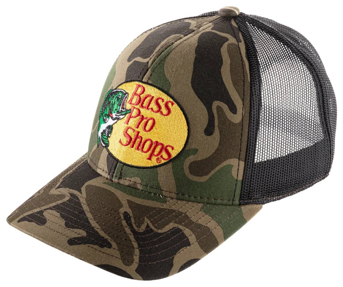 新品未使用! バスプロショップス カモフラ ロゴ メッシュキャップ フリーサイズ 迷彩 BassProShops ブッシング 釣り アウトドア 帽子拍卖