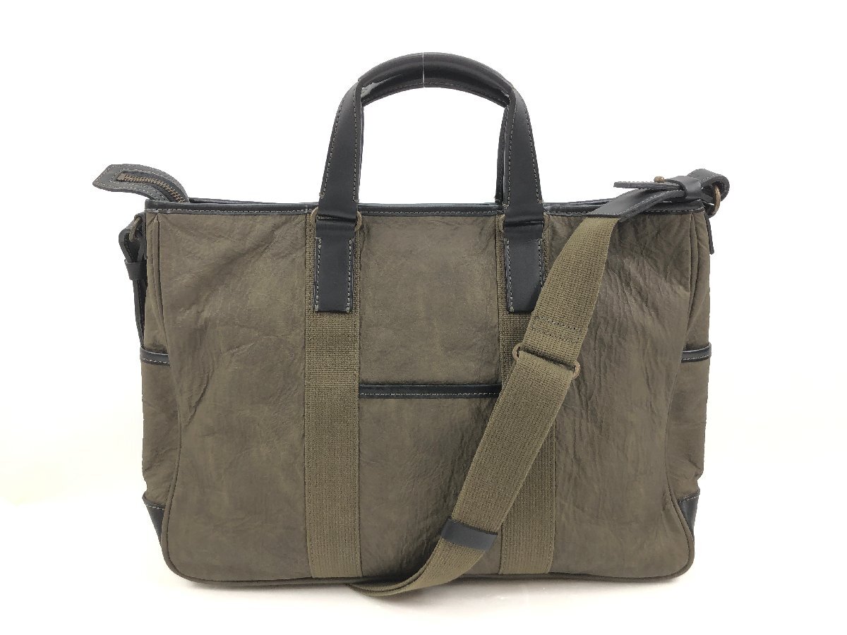 TAKEO KIKUCHI タケオキクチ ビジネスバッグ ショルダーバッグ レザー カーキ ハンドバッグ IKETEI イケテイ Y07-58-A★拍卖