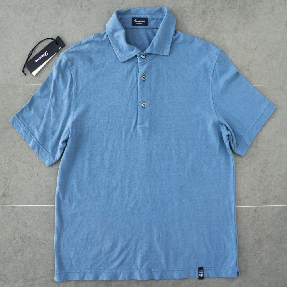 新品★イタリア製 DRUMOHR リネン混 鹿の子 ジャージー ニット 半袖 ポロシャツ M 送料込 メンズ ドルモア シャツ拍卖