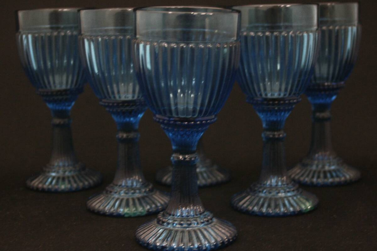 122-622-7ワイングラスタテジマブルー6点セット拍卖