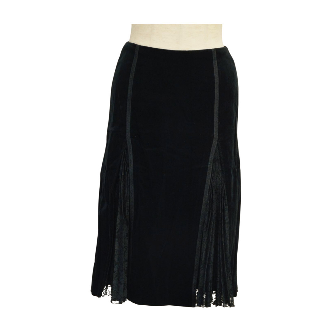ノーべスパジオ NOVESPAZIO レース ベロア スカート ブラック 日本製 033-220240 サイズ 36 レディース F-M4875拍卖