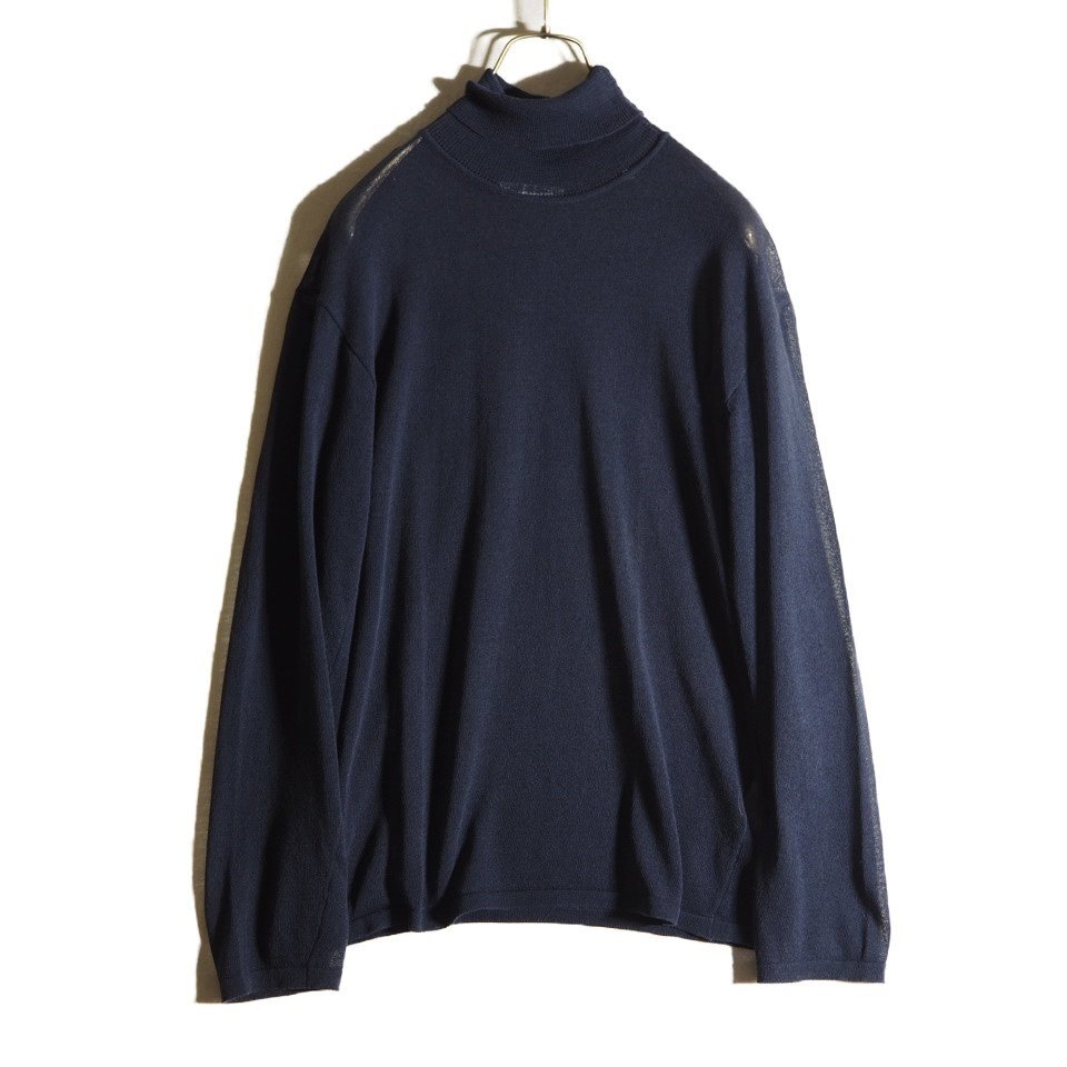 C4451f21 ■OUR LEGACY アワーレガシー■ M2203SN コットン ポリアミド タートルネック ニット ネイビー 46 / 紺 サマーニット 春夏拍卖