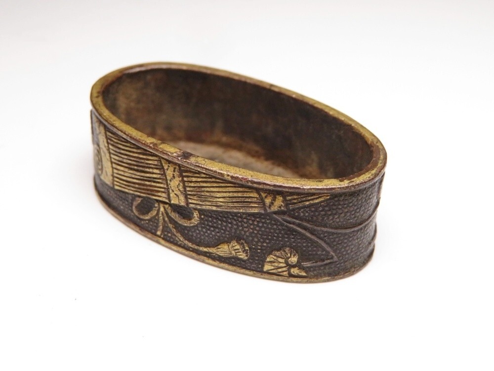 【11140】刀装具 江戸~明治 赤銅 雀 象嵌 ナナコ地 縁(初品・買取品)拍卖