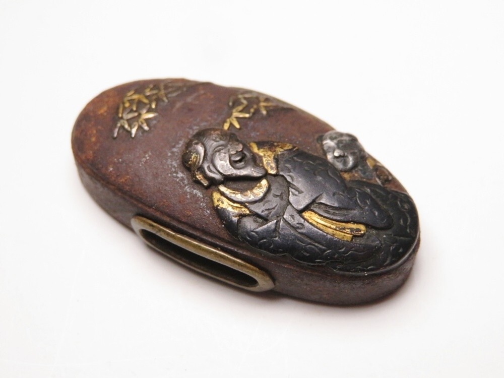 【11151】刀装具 江戸~明治 鉄地 唐人 象嵌 頭(初品・買取品)拍卖