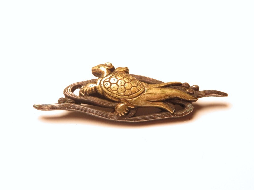 【11206】刀装具 江戸~明治 銅地 亀 金具(初品・買取品)拍卖