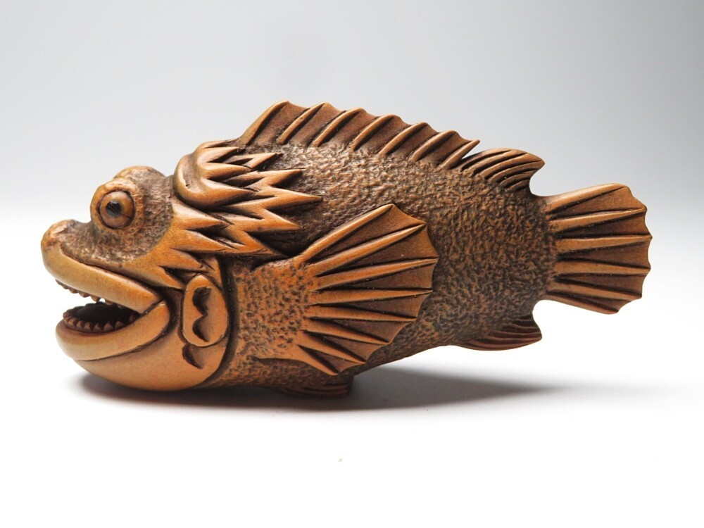 【11406】明治期 堤物 木製 魚 根付(初品・買取品)拍卖