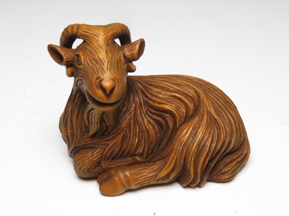 【11469】明治期 堤物 木製 羊 根付(初品・買取品)拍卖