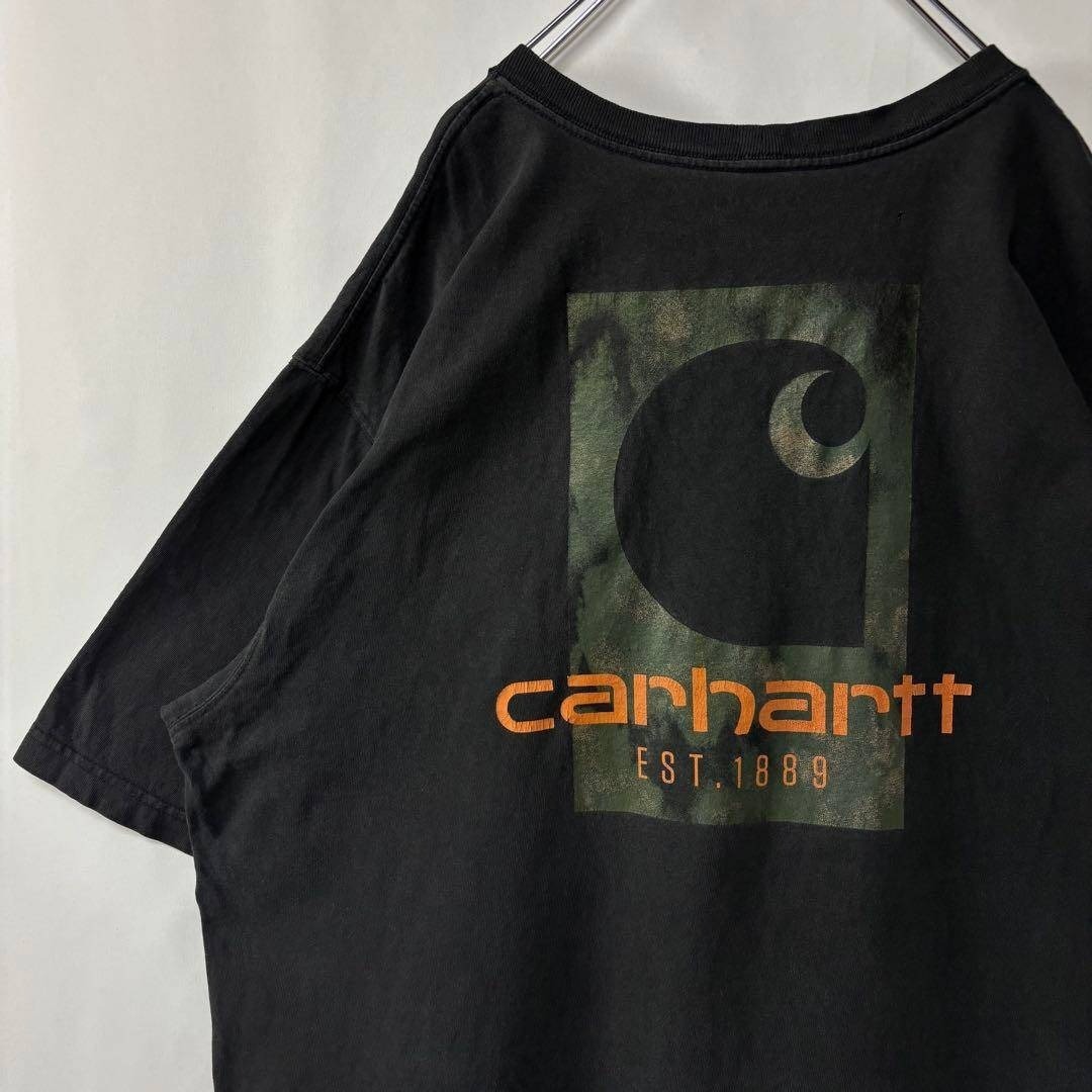カーハート ワンポイントロゴ ポケット付きTシャツ チャコールグレー XLサイズ 古着拍卖