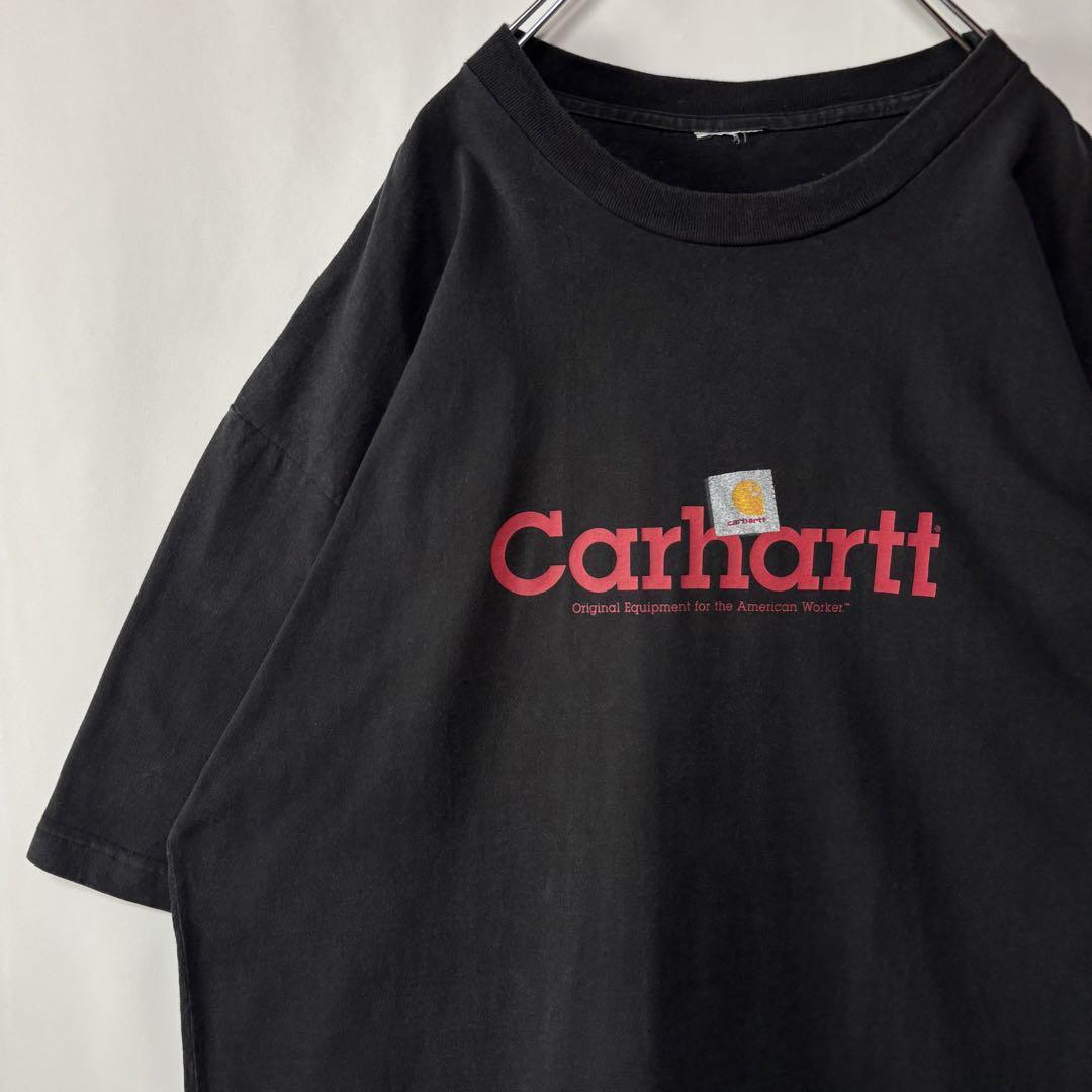 カーハート ロゴプリント Tシャツ ブラック 古着 アメカジ ストリート拍卖