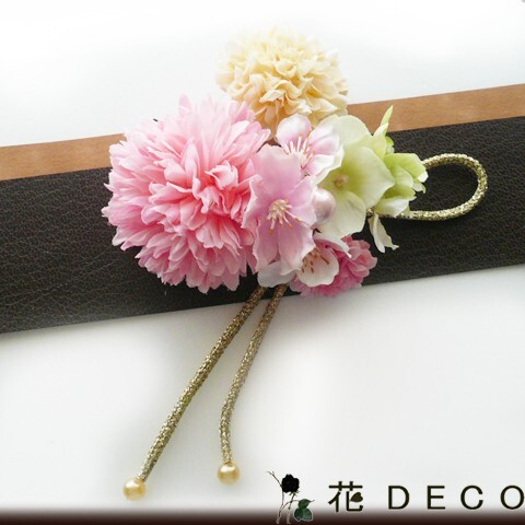 髪飾り 花 菊spと桜紐付き ピンク 成人式 振袖 結婚式 卒業式 袴 浴衣 着物 かんざし マム(3)拍卖