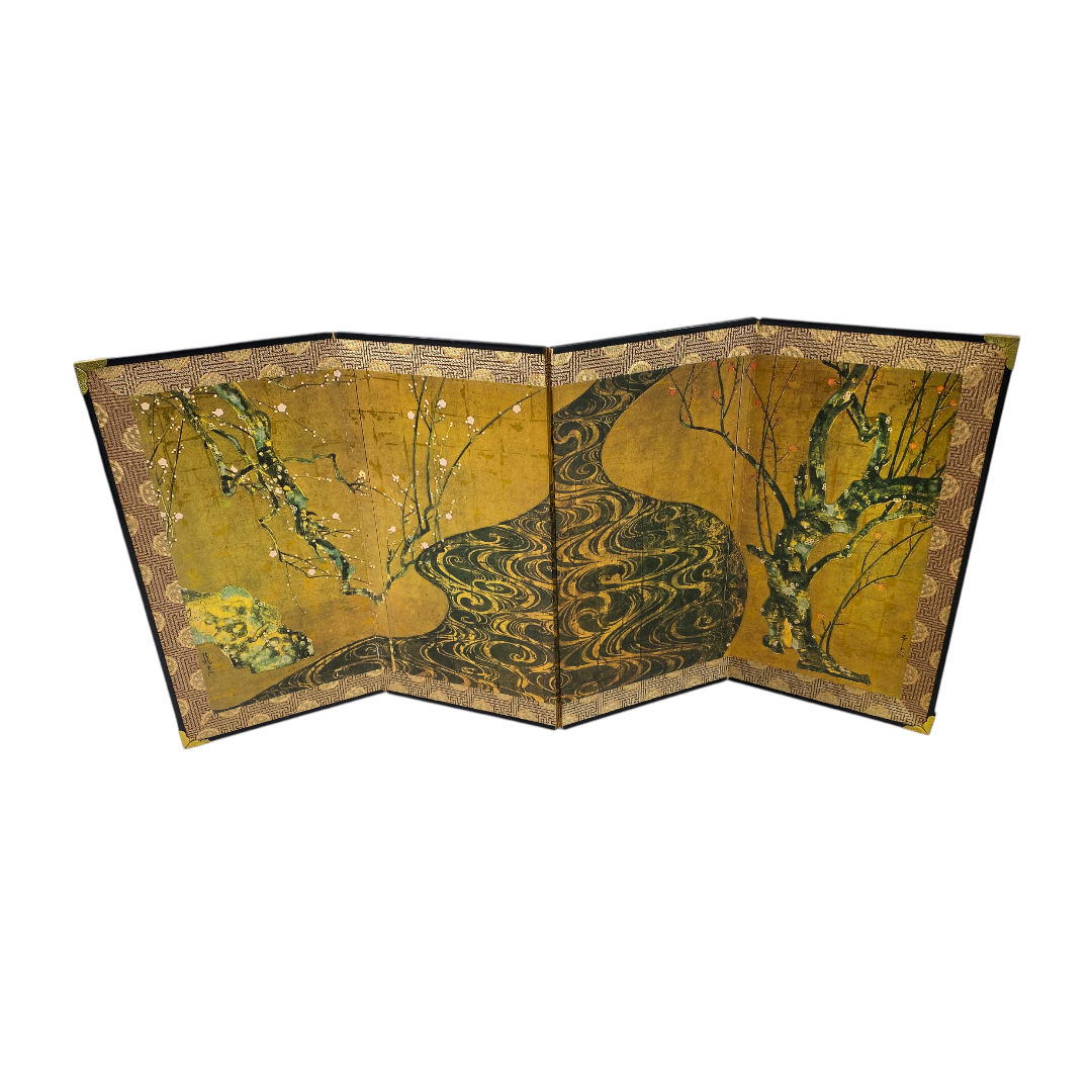 尾形光琳筆 国宝 紅白梅図 ミニ御屏風 cc546拍卖