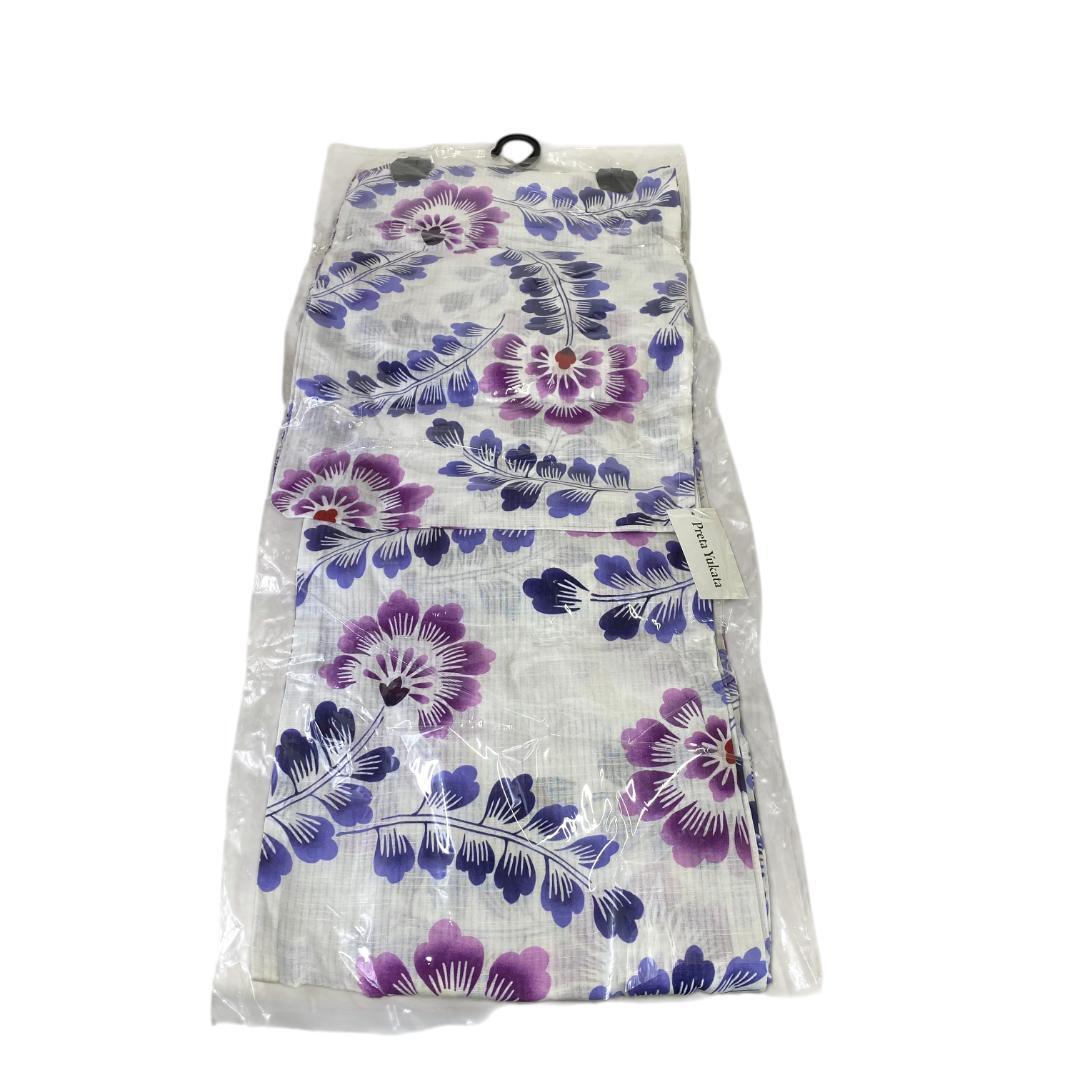 yw15 未使用タグ付き Preta Yukata 浴衣 花柄 パープル×ブルー拍卖