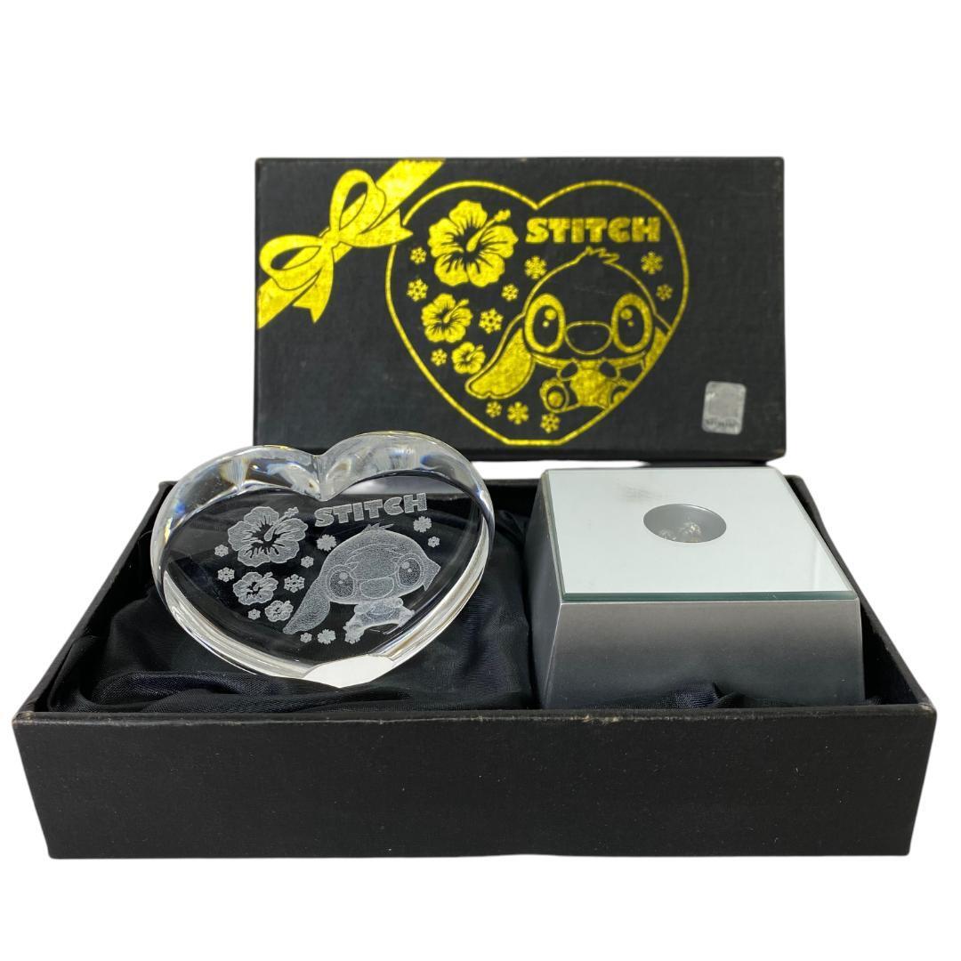 yw21 スティッチ ハート型 クリスタルオブジェ LEDライト付き拍卖