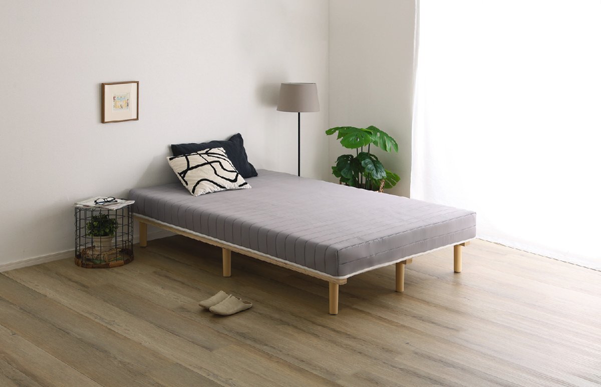脚付きマットレスベッド 脚付きボンネルコイルロールマットレス セミダブルサイズ グレー色拍卖