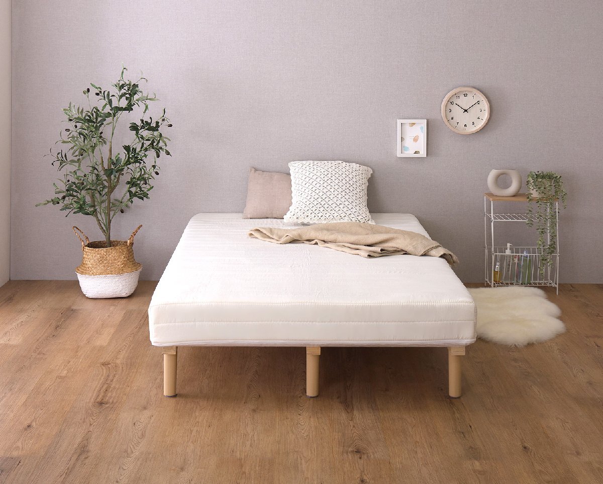 脚付きマットレスベッド 脚付きボンネルコイルロールマットレス セミダブルサイズ ホワイト色拍卖