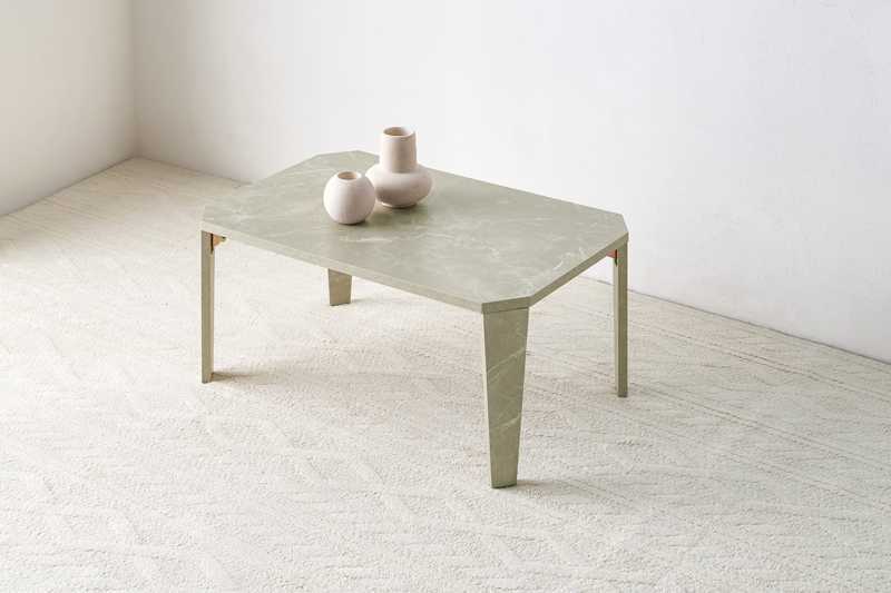 折りたたみテーブル ローテーブル 石目柄 マーブル グレー色 幅75cm 奥行50cm拍卖