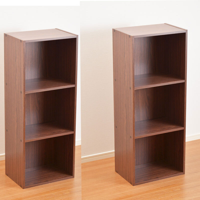 カラーボックス 3段 A4サイズ収納 ブラウン お買い得2本セット拍卖