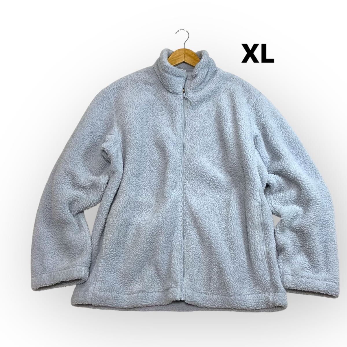 【送料無料】UNIQLO ユニクロ ボアフリースジャケット ライトブルー 大きいサイズ レディースメンズXL拍卖