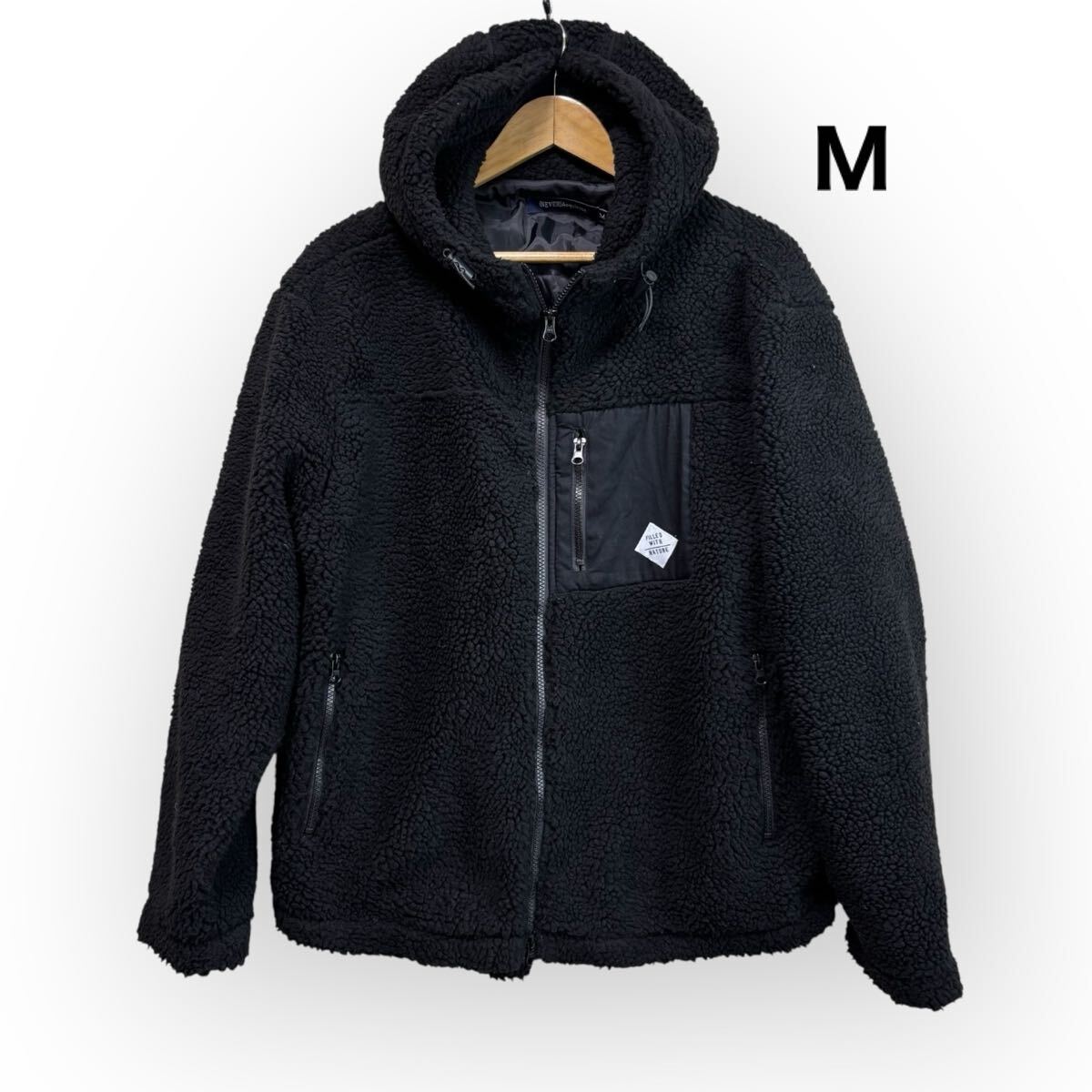 Acquiesce アクイース シープボアセミルーズシルエットZIPパーカー メンズ レディースM ブラック黒 ジャケット ジップアップパーカー拍卖
